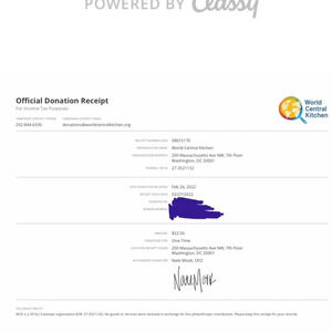 Donation receipt-WCK in support of Ukraine refugees